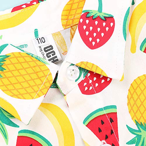 OCHENTA Boys Button Down Hawaiian Shirt Short Sleeve Fruit Summer Tropical Tops A White 180CM - 13-14 Years - Image 2