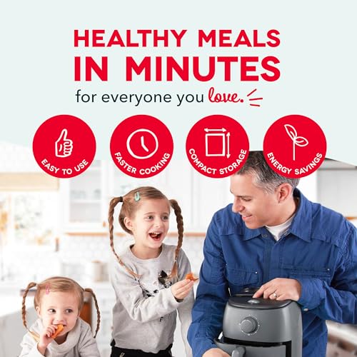 Dash فرن هوائي كهربائي DASH Tasti-Crisp™، 2.6 لتر، رمادي – قلاية هوائية مدمجة لطعام صحي في دقائق، مثالية للمساحات الصغيرة - إيقاف تلقائي، تناظرية، 1000 واط - Image 2