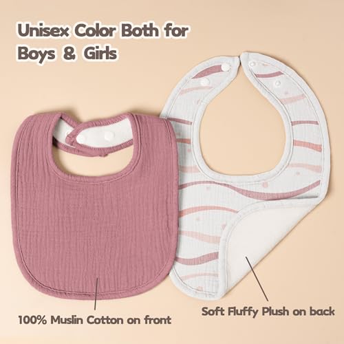 Susurration Muslin Baby Bibs 8 Pack Baby Bandana Drool Bibs,Soft Cotton Drooling and Teething Bibs for Baby Girl & Boy, Soft Square Adjustable Baby Drooling Bibs for Toddler, Newborn,0-36 Months - Image 4
