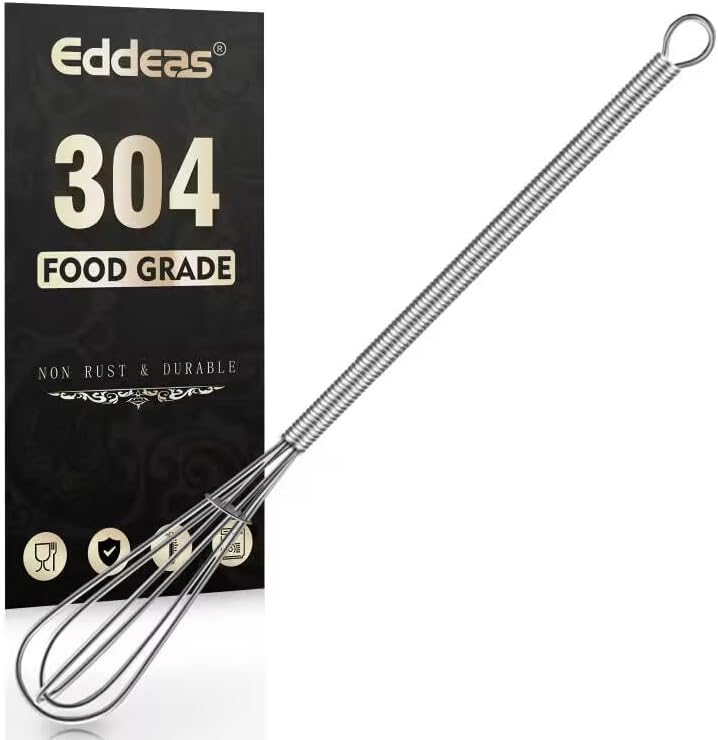 Eddeas Long Mini Whisks Stainless Steel, Skinny Small Whisk 10 inch Tiny Whisk With Long handle for Whisking, Beating, Mixing Sauces, Blending Ingredients Kitchen Small Wisk - Image 1