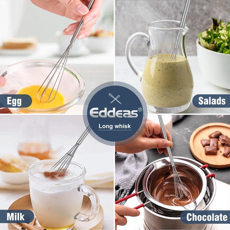 Eddeas Long Mini Whisks Stainless Steel, Skinny Small Whisk 10 inch Tiny Whisk With Long handle for Whisking, Beating, Mixing Sauces, Blending Ingredients Kitchen Small Wisk - Image 5