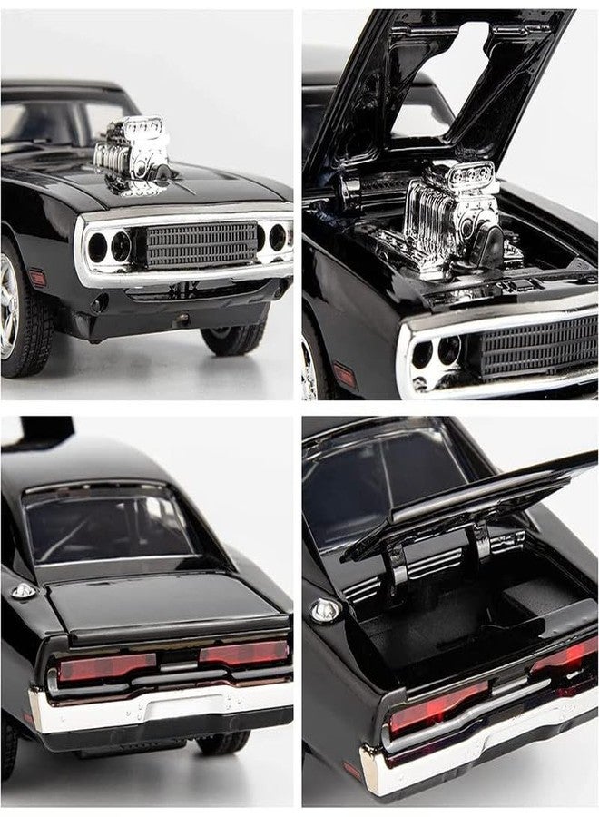 AHBHT Kids Model 1:32 Fast & Furious 7 Die Cast Metal Car Pull Back Action Opening Doors with Realistic Engine Sound Lights Toy Car Gift for Boys - Black - Image 3