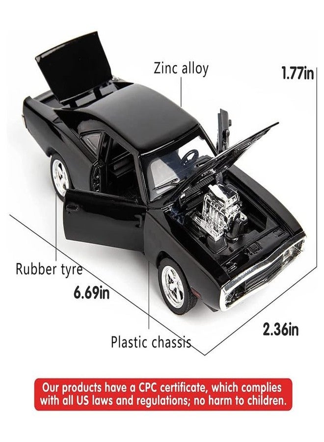 AHBHT Kids Model 1:32 Fast & Furious 7 Die Cast Metal Car Pull Back Action Opening Doors with Realistic Engine Sound Lights Toy Car Gift for Boys - Black - Image 2