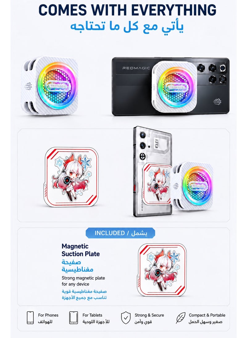 REDMAGIC Phone Cooler RedMagic 6 Pro Plus Edition, 33W Magnetic Gaming Phone Cooler with 6000RPM Cooling Fan, RGB Light, 34dB Low Noise, with Magnetic suction sheet for iPhone, Android, Samsung, RedMagic, Tablets & Mobile Gaming - Image 4