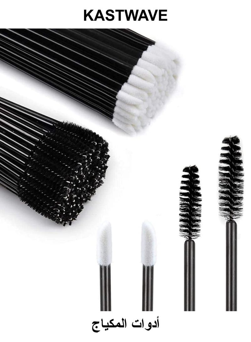KASTWAVE 200 Pcs Makeup Applicators Tools Kit, Includes 100 Lipstick Applicators Lip Wands 100 Mascara Wands Eyelash Brush, Eyebrow Extension Lipstick Applicators Makeup Brush Tool Kits - Image 1