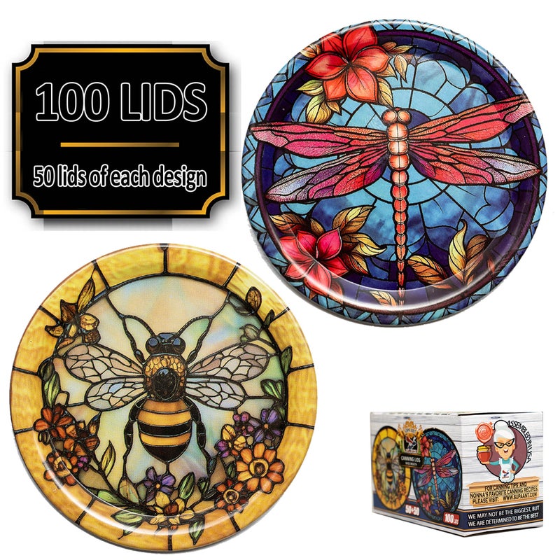 Supa Ant Canning Lids Regular Mouth (100pcs) Decorative Tin Canning Lids Regular Mouth (Glass Window) Buckle Proof and Rust Proof - Perfect Fit Can Lid for Mason Jars Canning Supplies - Mason Jar Lids - Image 2