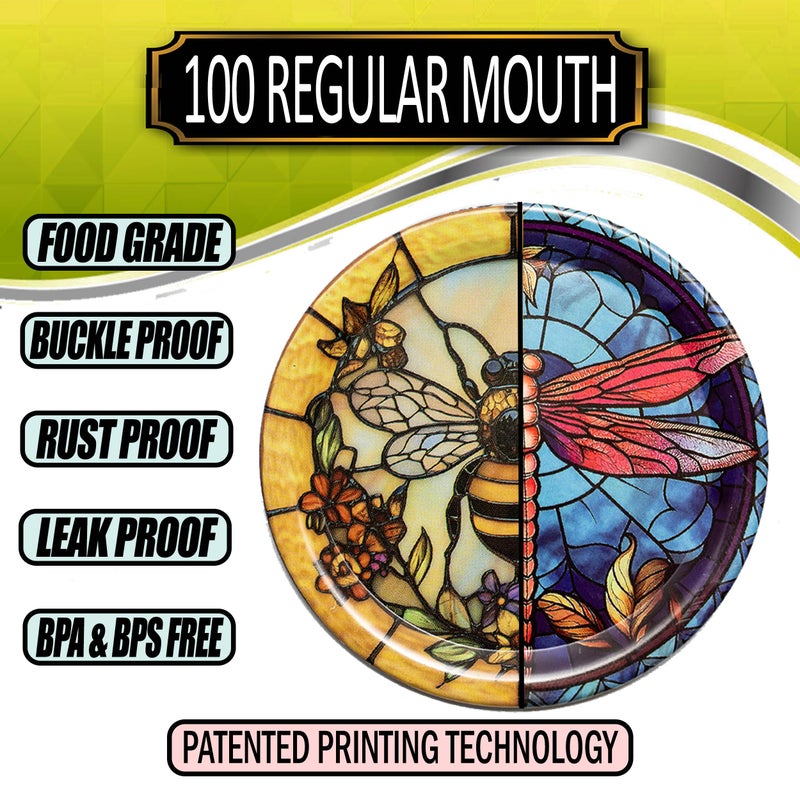 Supa Ant Canning Lids Regular Mouth (100pcs) Decorative Tin Canning Lids Regular Mouth (Glass Window) Buckle Proof and Rust Proof - Perfect Fit Can Lid for Mason Jars Canning Supplies - Mason Jar Lids - Image 4