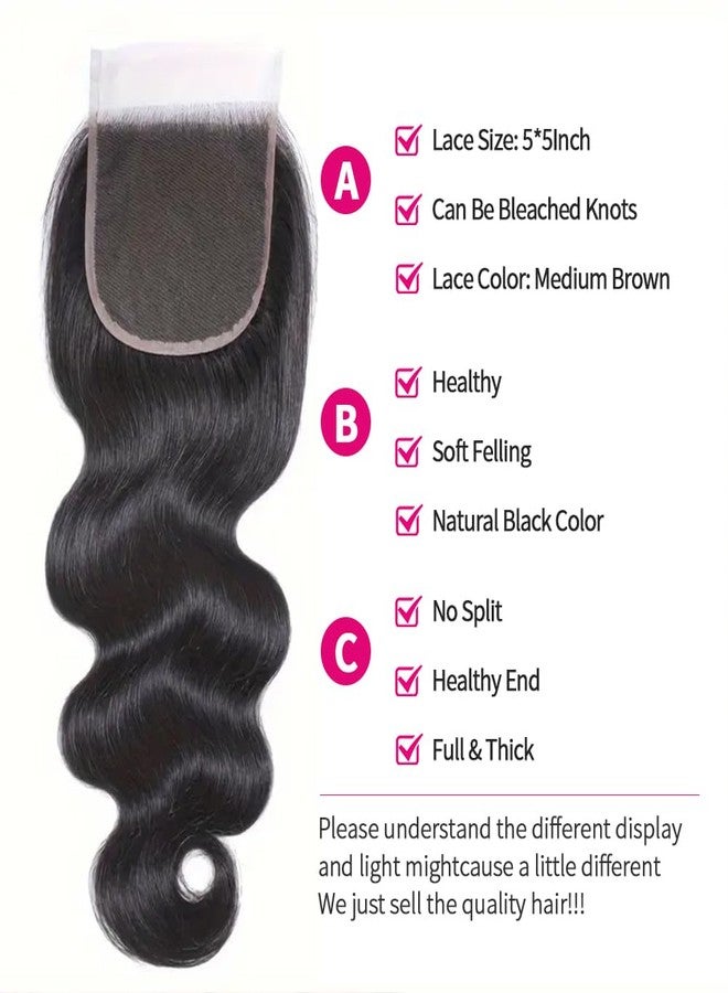 MDL 5x5 Lace Closure Hd Transparent Body Wave Frontal Closure 10A Virgin Remy Human Hair Closure Real Hd Transparent Lace Closure Pre Plucked With Baby Hair Natural Black Color(14inch) - Image 3