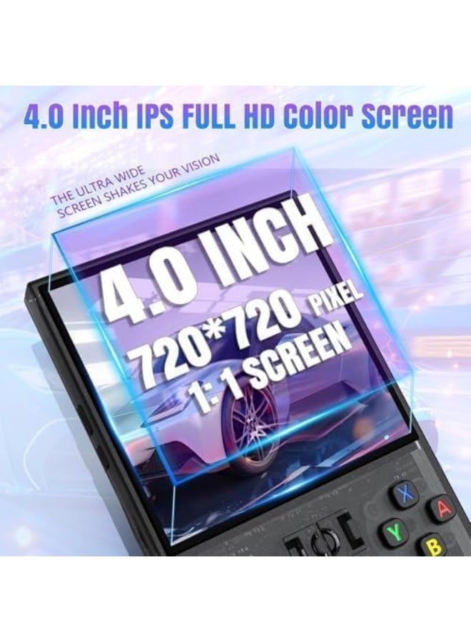R36MAX Handheld Game Console, 2025 New Upgrade R36S Game Console, Portable Hand Held Open Source Linux System 4.0-in 4k HD IPS Screen Video Player (Black) - Image 2