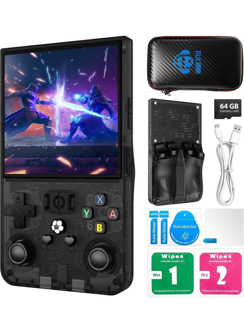 R36MAX Handheld Game Console, 2025 New Upgrade R36S Game Console, Portable Hand Held Open Source Linux System 4.0-in 4k HD IPS Screen Video Player (Black) - Image 1