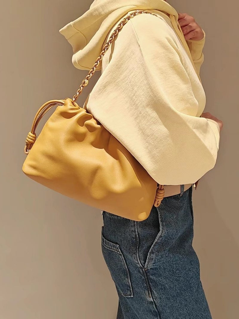 Luojia'S New Soft Leather Flamenco Purse Cloud Bag Lucky Bag New Chinese Style Single Shoulder Crossbody Bag - Image 4