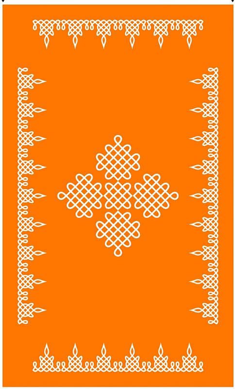 Bague Backdrop for Photography Curtain for Pooja Decoration Traditional Kolam Backdrop Cloth Orange (5X8) - Image 5