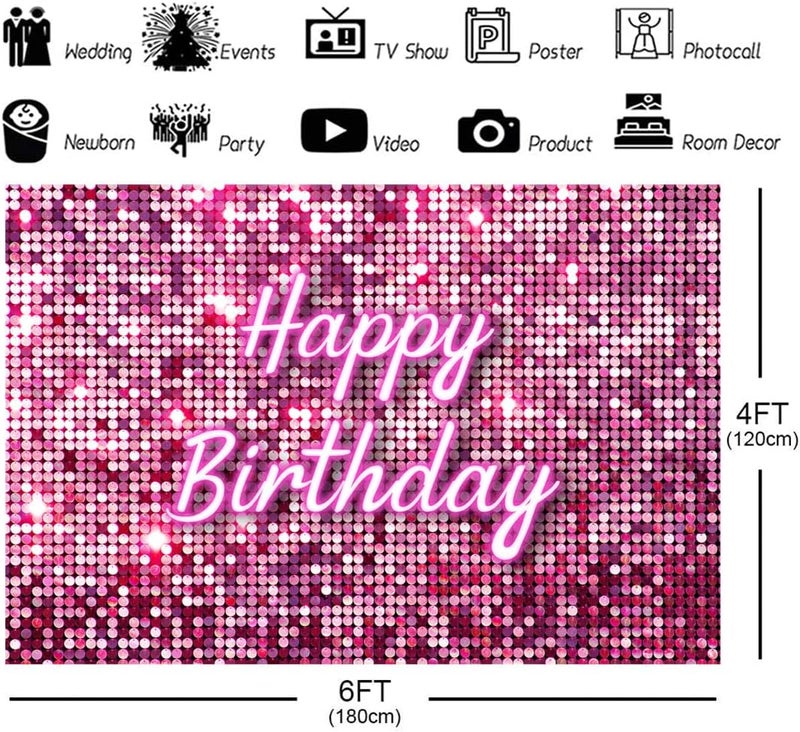 اي ار اس خلفية تصوير فوتوغرافي مربعة لامعة باللون الوردي الفاتح من ARS، مثالية لحفلات أعياد الميلاد من سن 16 إلى 30، مزينة بالترتر، مناسبة لجلسات التصوير الفوتوغرافي، مع لافتة مقاس 6 × 4 قدم. - Image 2