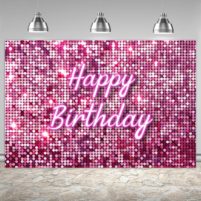 اي ار اس خلفية تصوير فوتوغرافي مربعة لامعة باللون الوردي الفاتح من ARS، مثالية لحفلات أعياد الميلاد من سن 16 إلى 30، مزينة بالترتر، مناسبة لجلسات التصوير الفوتوغرافي، مع لافتة مقاس 6 × 4 قدم. - Image 1