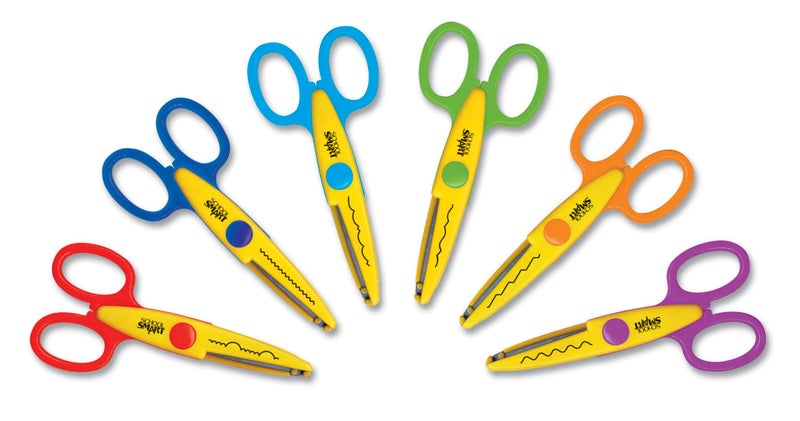 School Smart 85067 Paper Edger Scissors Set of 6 Assorted Colors 085067