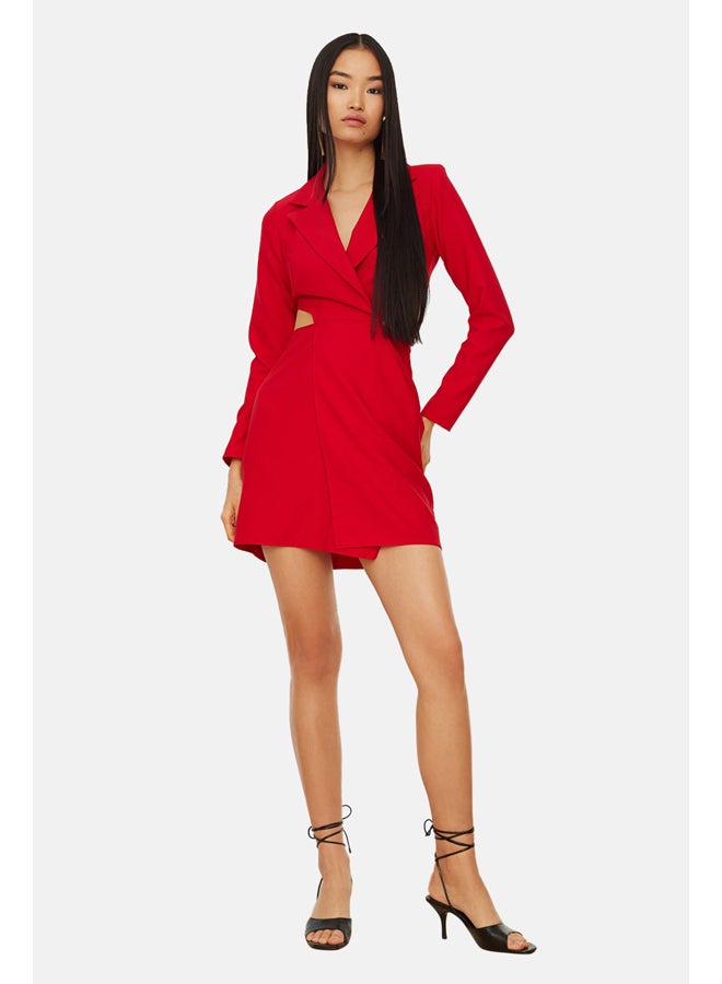 trendyol Red Jacket Collar Dress - Image 1