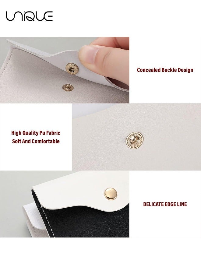 Unique 2Pcs Pill Case Sleeve Packet PU Leather Wallet Pill Holder 4.4 x 2.8 Inch Pill Pouch with Key Ring for Pill Card Organizer(Black + White)  - Image 3
