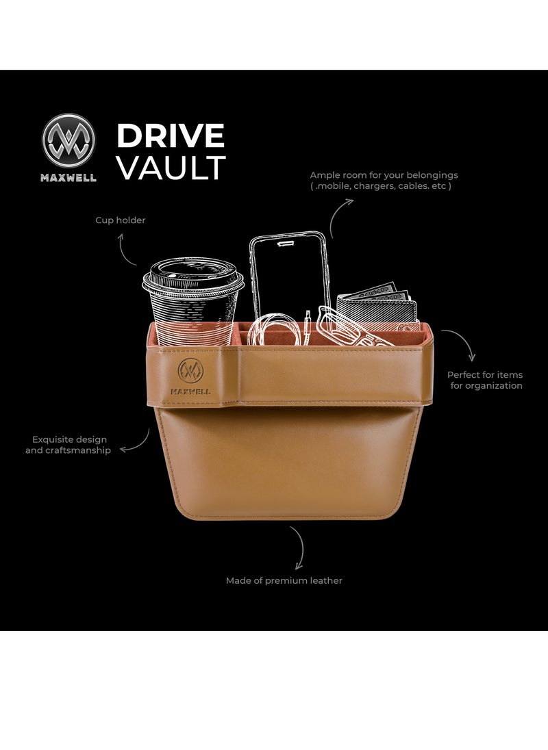 ماكسويل للالكترونيات صندوق تخزين فجوة مقعد السيارة Maxwell Drive Vault مع حامل أكواب وتخزين إضافي لأجهزتك مثل الهواتف المحمولة، والأجهزة اللوحية، والنظارات، والمحفظة، والنقود، والعملات المعدنية، والدفتـر، والأقلام، ومنظم المفاتيح (أسود)  - Image 3