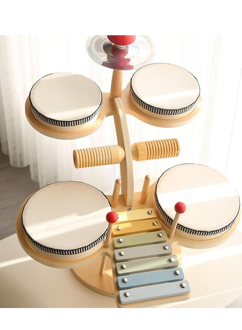 general Kids drum set, all in one Montessori musical instrument set, toddler toys, natural wooden music set, baby sense toys, boys birthday gift - Image 2