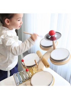 General Kids drum set, all in one Montessori musical instrument set, toddler toys, natural wooden music set, baby sense toys, boys birthday gift  - Image 3