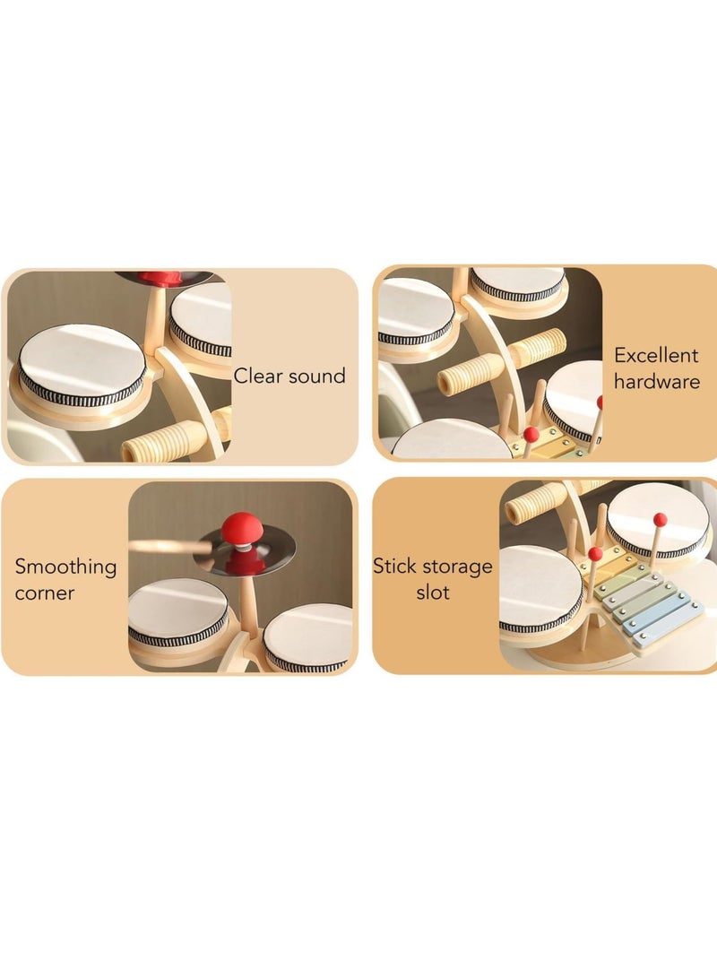 general Kids drum set, all in one Montessori musical instrument set, toddler toys, natural wooden music set, baby sense toys, boys birthday gift - Image 5