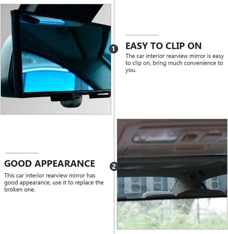 Wide Angle Auto Rearview Mirror Car Interior Rear View Mirror Anti-glare Blue Lens Panoramic for Most Vehicles - Image 3