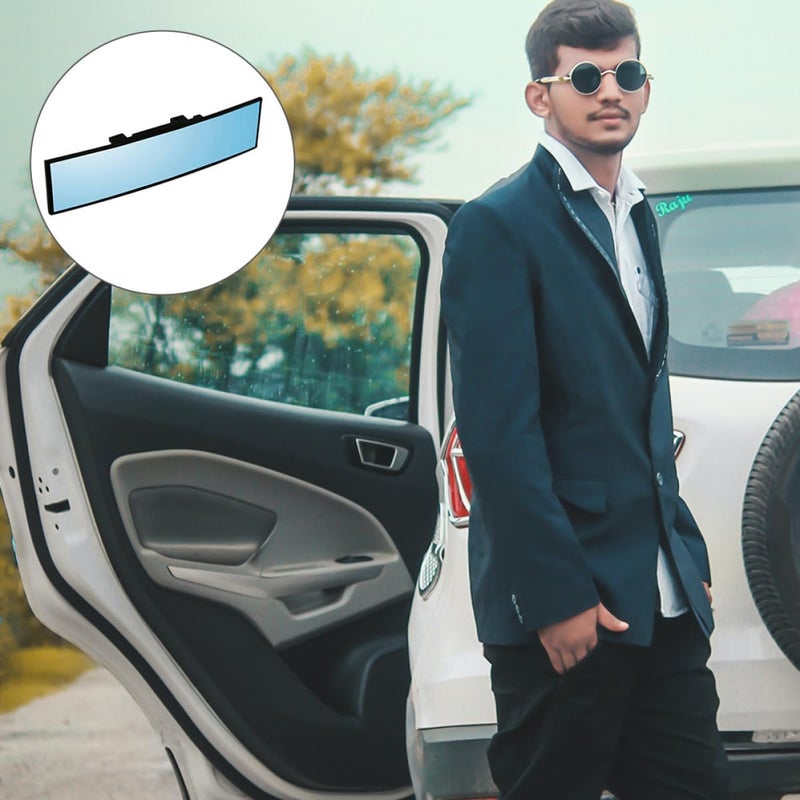 Wide Angle Auto Rearview Mirror Car Interior Rear View Mirror Anti-glare Blue Lens Panoramic for Most Vehicles - Image 5