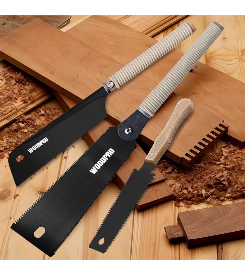 Japanese Pull Saw Set 6 Inch Double Sided With Single Edge Saw For Wood PVC Pipe Cutting - Image 1
