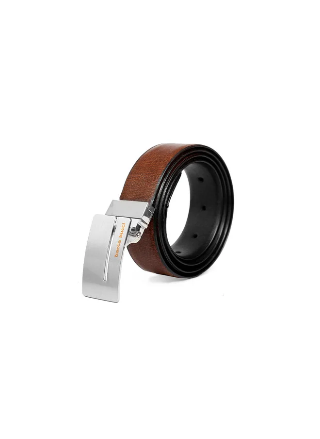 Bacca Bucci  Men's Black Textured Leather Reversible Belt with Slider Buckle for Men | Best Price UAE