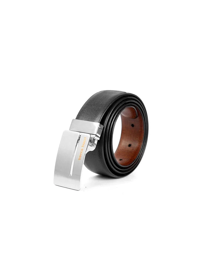 Bacca Bucci  Men's Black Textured Leather Reversible Belt with Slider Buckle for Men | Best Price UAE