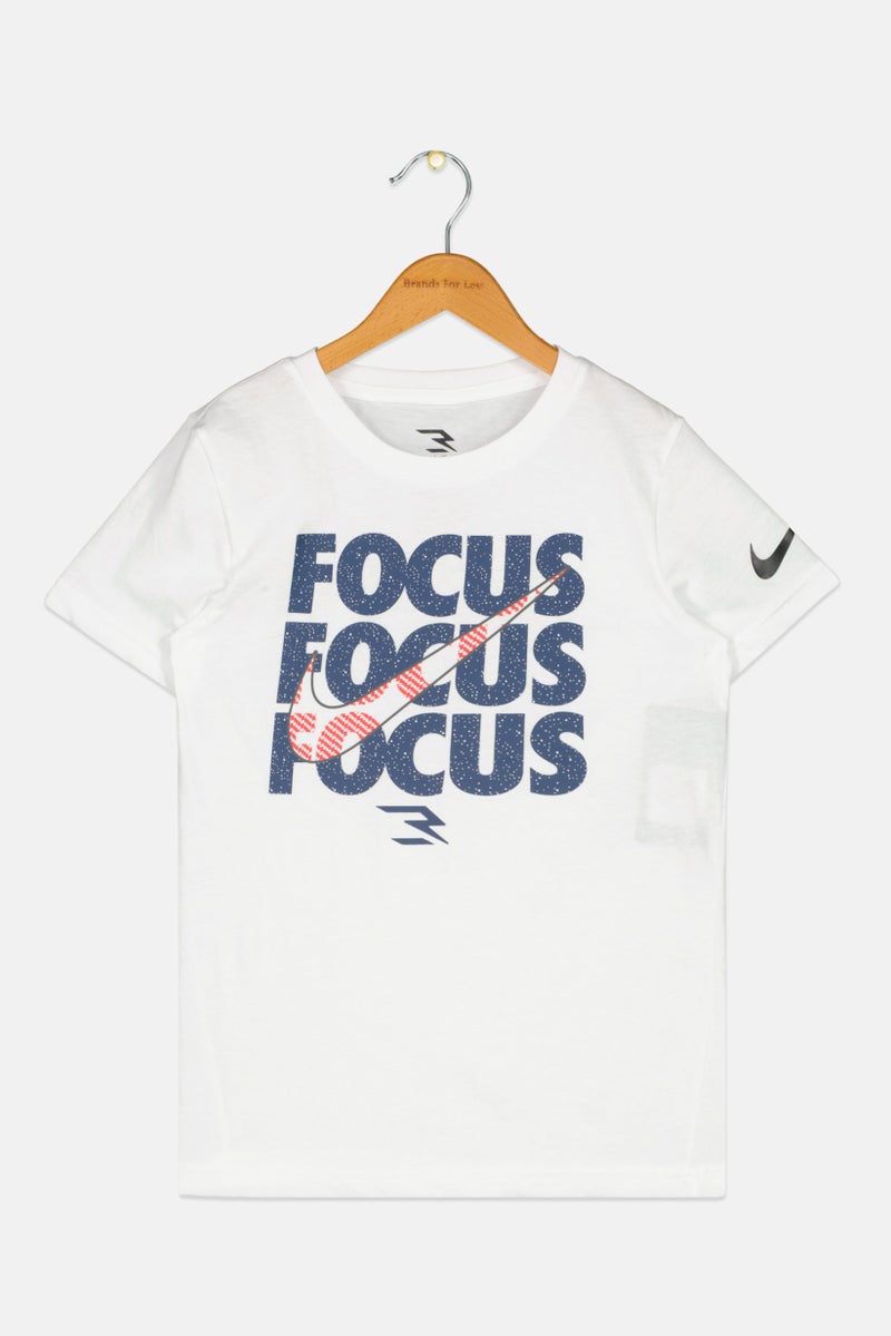 Nike تي شيرت رياضي للأطفال من 3Brand بواسطة راسل ويلسون، شعار العلامة التجارية، خارجي، أبيض - Image 1