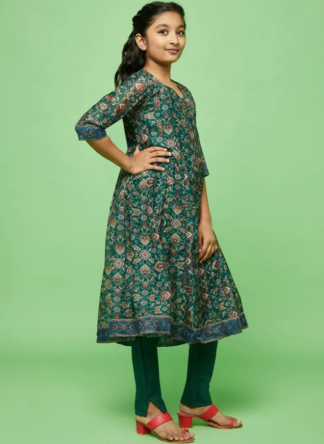 AKS  Floral Printed Anarkali Kurta Set for Girls for Women | Best Price UAE