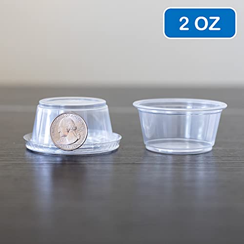 EDI - Clear Disposable Plastic Portion Cups with Leakproof Lids - Jello Shot, Condiment and Dipping Sauce, Souffle - BPA Free, Recyclable (2 OZ, 50 Sets) - Image 5
