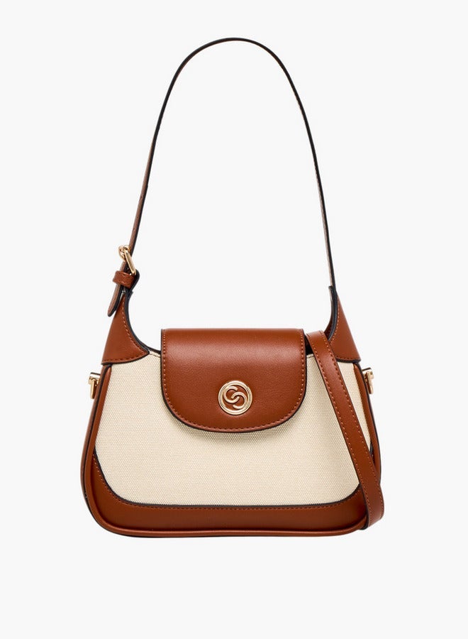 Celeste حقيبة كتف بتصميم لونين مع حزام قابل للفصل