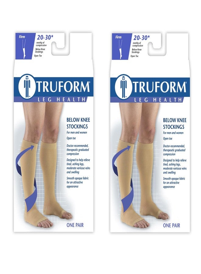 Truform Compression 20-30 mmHg Knee High Open Toe Stockings Beige, Small - Short, 2 Count - Image 2