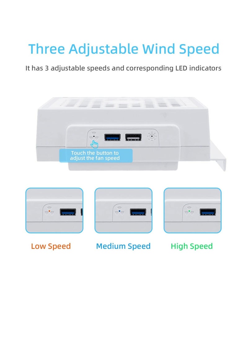 Loquat Cooling Fan for Xbox Series S, RGB LED Display, Low Noise, 2 Extra USB Ports, 3 Level Adjustable Speed External Cooler Fan for Xbox Series S Console Only, White  - Image 5