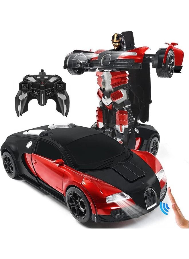 Arabest RC Cars Robot for Kids, Remote Control Car Robot Transformer Toy, Toys for Boys Girls Gifts One Button Transforms into Robot with LED Light Intelligent Vehicle  - Image 1