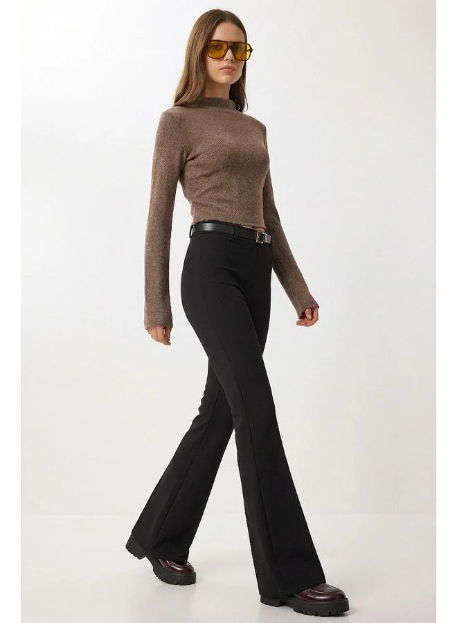 Lovely Istanbul Belted Spanish Cuff Knit Pants LBY0045 BLACK.