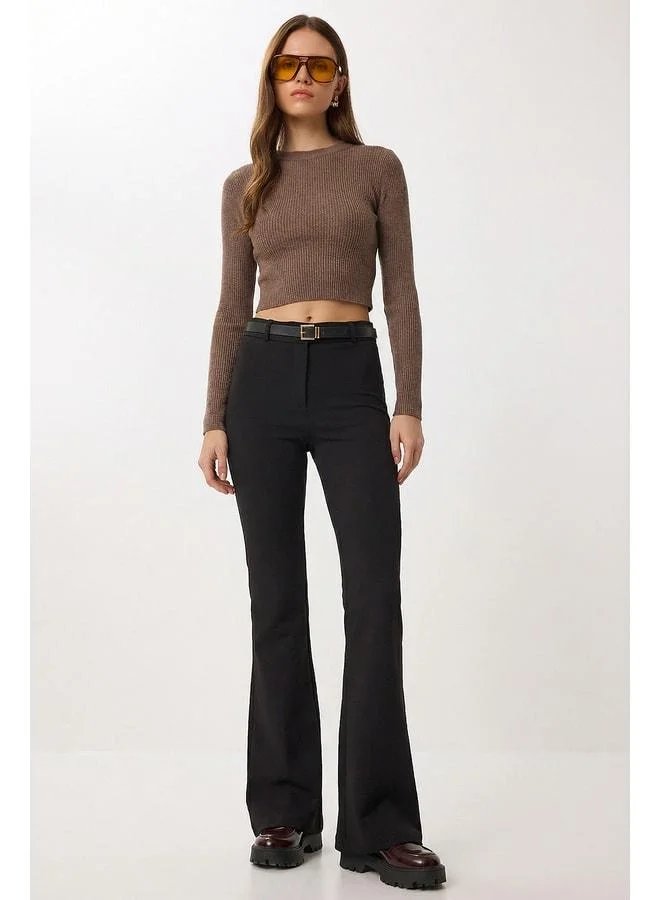 Lovely Istanbul Belted Spanish Cuff Knit Pants LBY0045 BLACK.