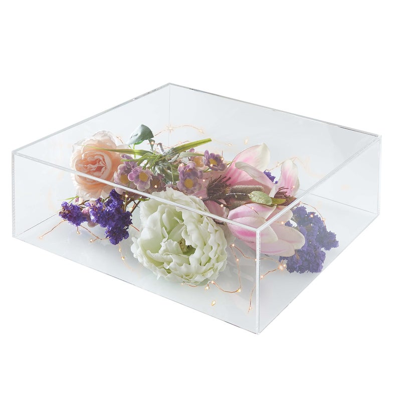 NOKI Square Acrylic Cake Stand: 12 Inch Cake Stand with Hollow Bottom, Fillable Decorative Cake Riser Stand for - Image 1