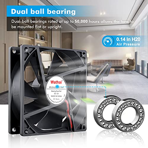 Wathai 9225 92mm x 25mm 12V DC Brushless Computer case Fan 12 Volt 2Pin Dual Ball for DIY Cooling Ventilation Exhaust Projects - Image 3