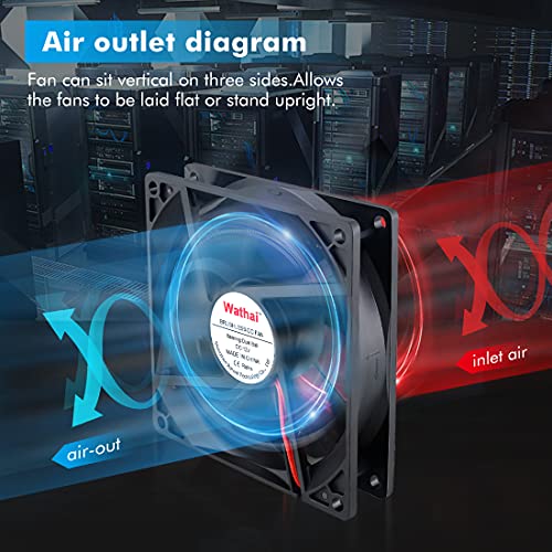 Wathai 9225 92mm x 25mm 12V DC Brushless Computer case Fan 12 Volt 2Pin Dual Ball for DIY Cooling Ventilation Exhaust Projects - Image 4