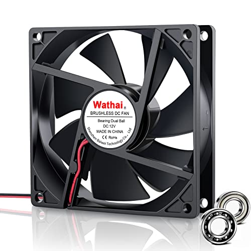 Wathai 9225 92mm x 25mm 12V DC Brushless Computer case Fan 12 Volt 2Pin Dual Ball for DIY Cooling Ventilation Exhaust Projects - Image 1