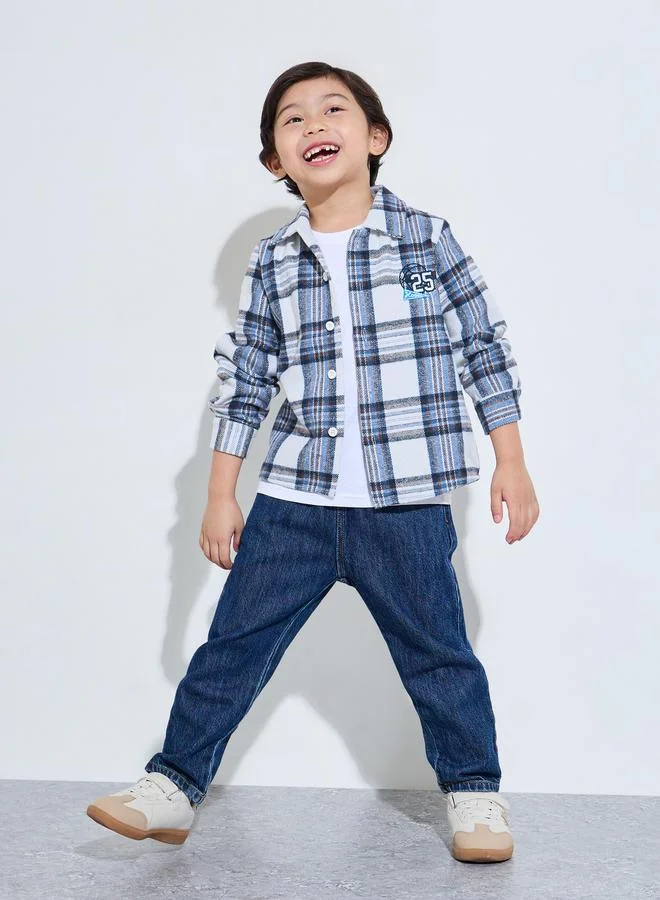 ستايلي Boys Blue Check Collared Long Sleeve Shirt