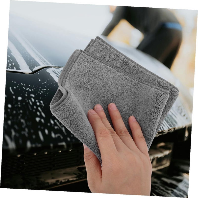 Kichvoe Double Sided Microfiber Car Wash Towels 2pcs Absorbent Cleaning Cloths 30x30cm - Image 5