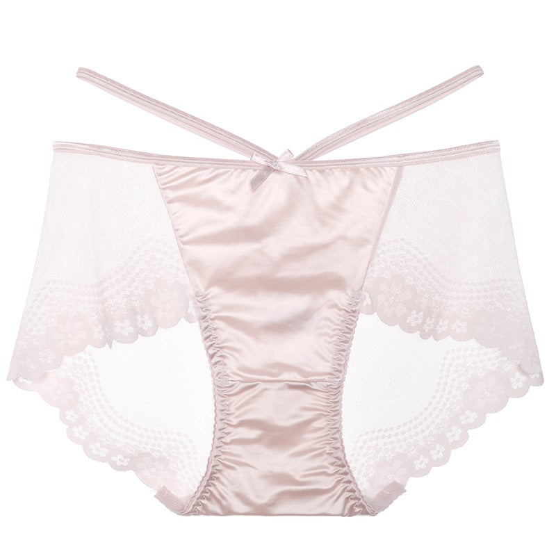 Sensual Lace Panties Breathable Mid-Waist Plus Size Yellow - Image 5