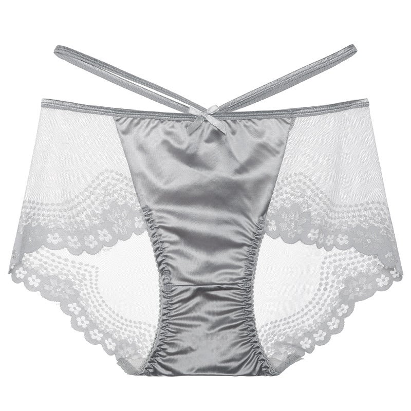 Sensual Lace Panties Breathable Mid-Waist Plus Size Yellow - Image 2