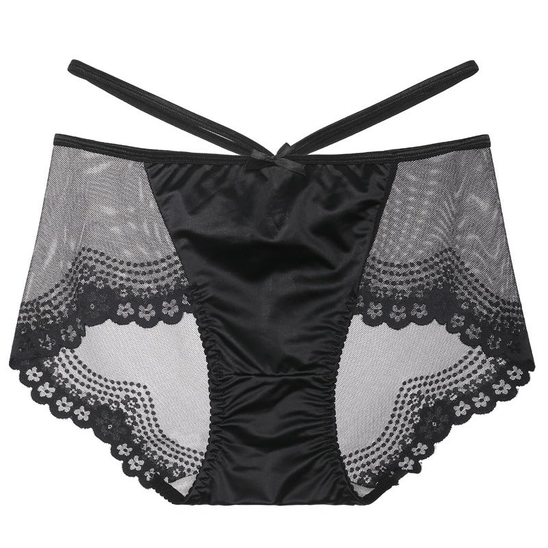 Sensual Lace Panties Breathable Mid-Waist Plus Size Yellow - Image 4