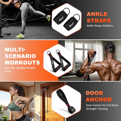 HPYGN Workout Bands, Resistance Bands with Handles, 200lbs Heavy Exercise Bands for Working Out, Tension Bands with Door Anchor, Ankle Straps, for Fitness, Resistance Training, Yoga, Physical Therapy - Image 4