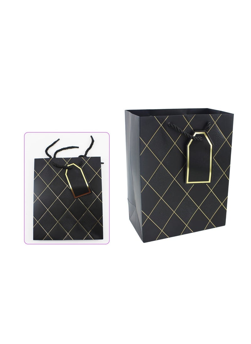 PARTY FUN - Paper Gift Bag Elegant Black Color, 10x18x23cm, Perfect for Birthday, Wedding, Anniversary, and Special Occasions - Image 1